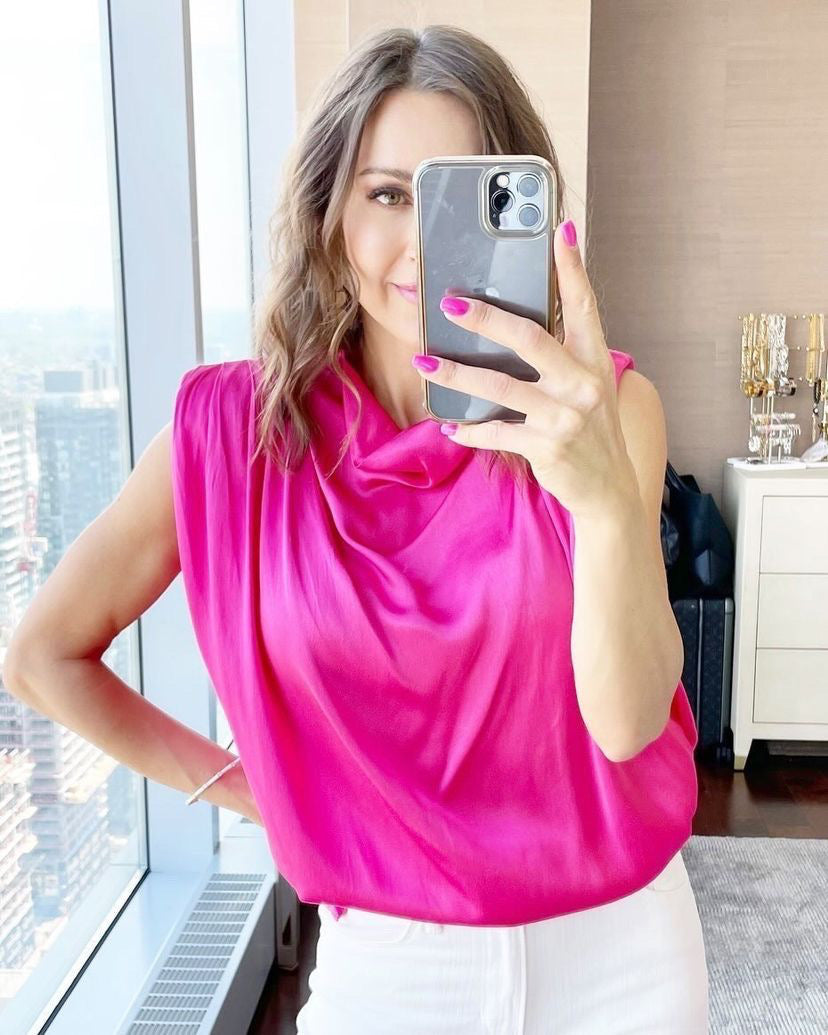 Fate Silky Padded Top - Fuschia