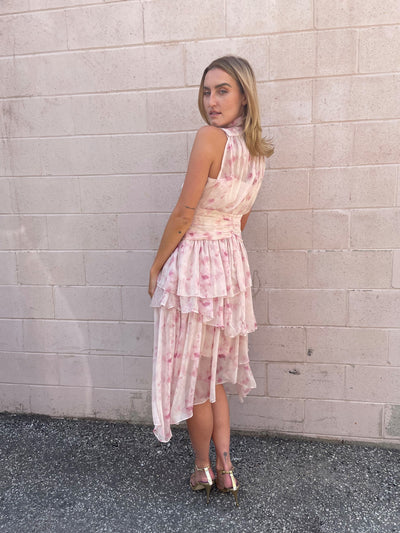 INA Soft Pink Print Chiffon Dress
