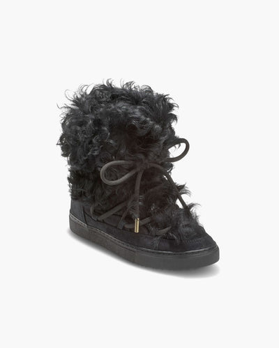 Inuikii Black Long Curly Wedge Sneaker