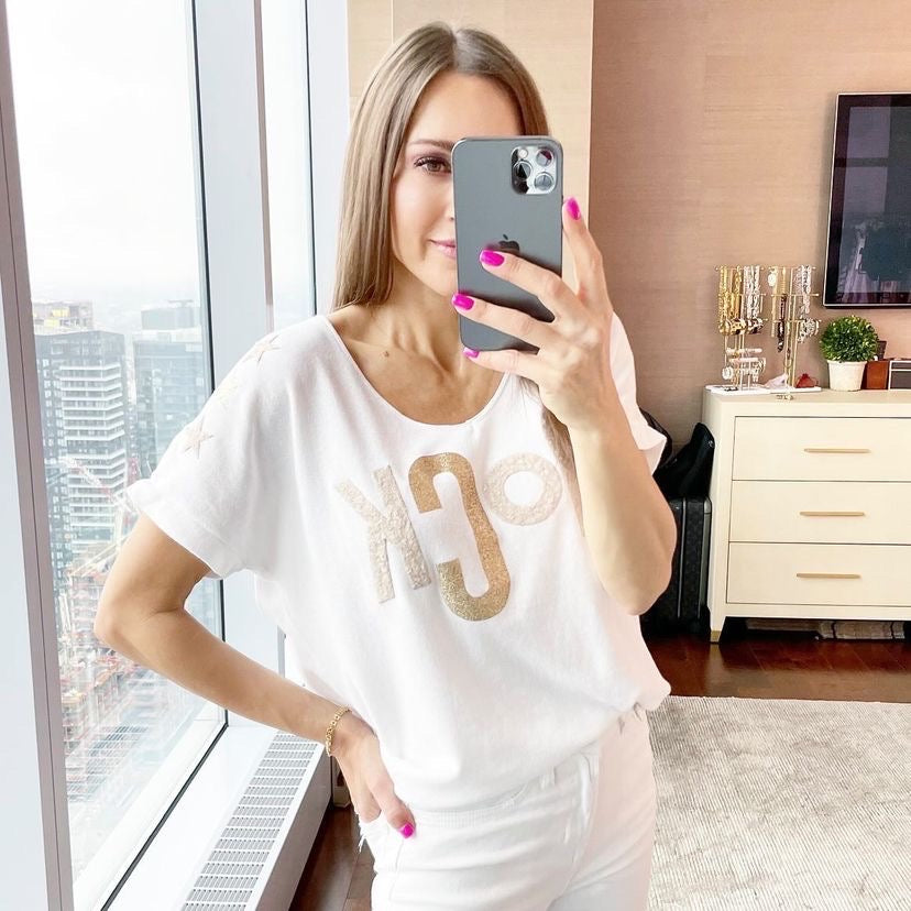 VENTI S/S Rock & Star White Sweater