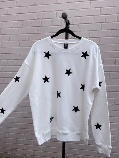 Style Reform White Sweatshirt w/ Black Stars