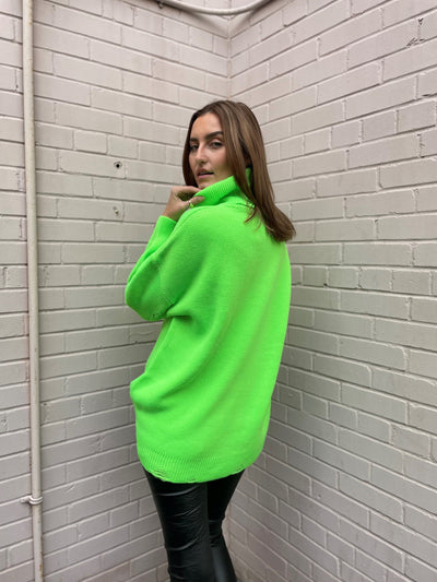 The Pink Door Oversized Knit Sweaters - Neon Green
