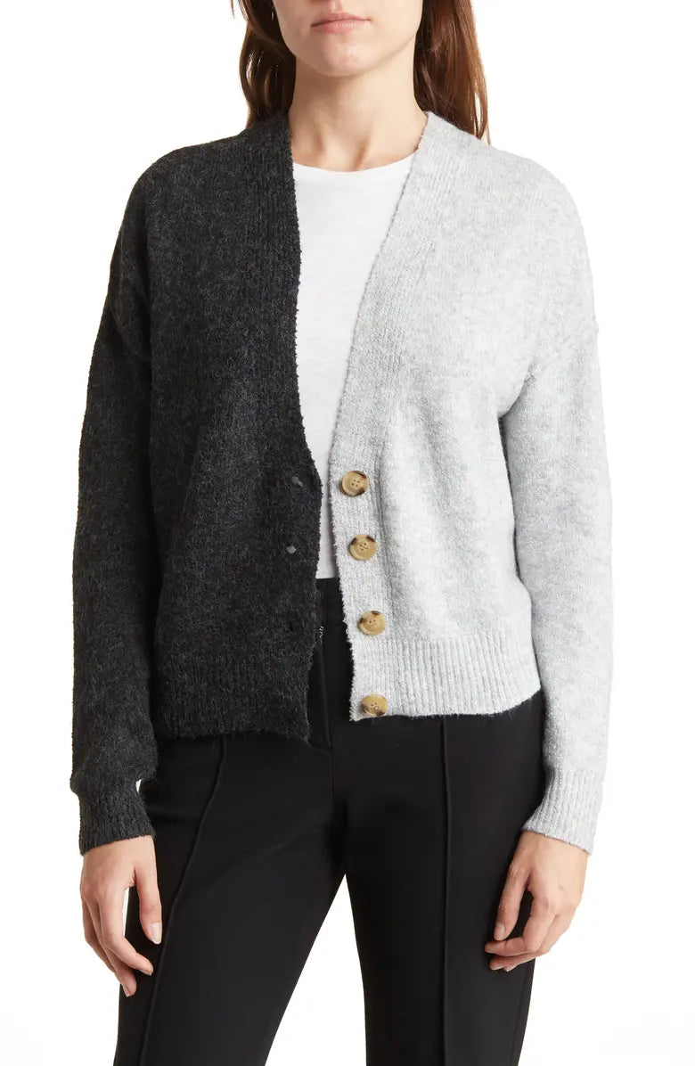 The Pink Door Grey & Black Crop Cardigan