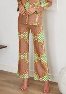 The Pink Door Checker Board Dress Pant - Pink/Green