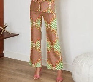 The Pink Door Checker Board Dress Pant - Pink/Green