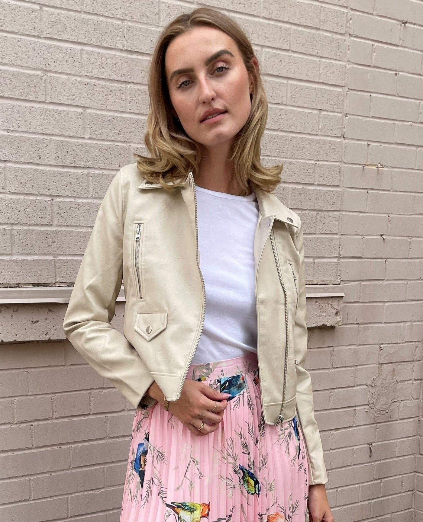 The Pink Door Moto Jacket Bone