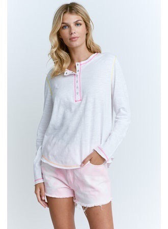 LISA TODD L/S Henley Hype - White