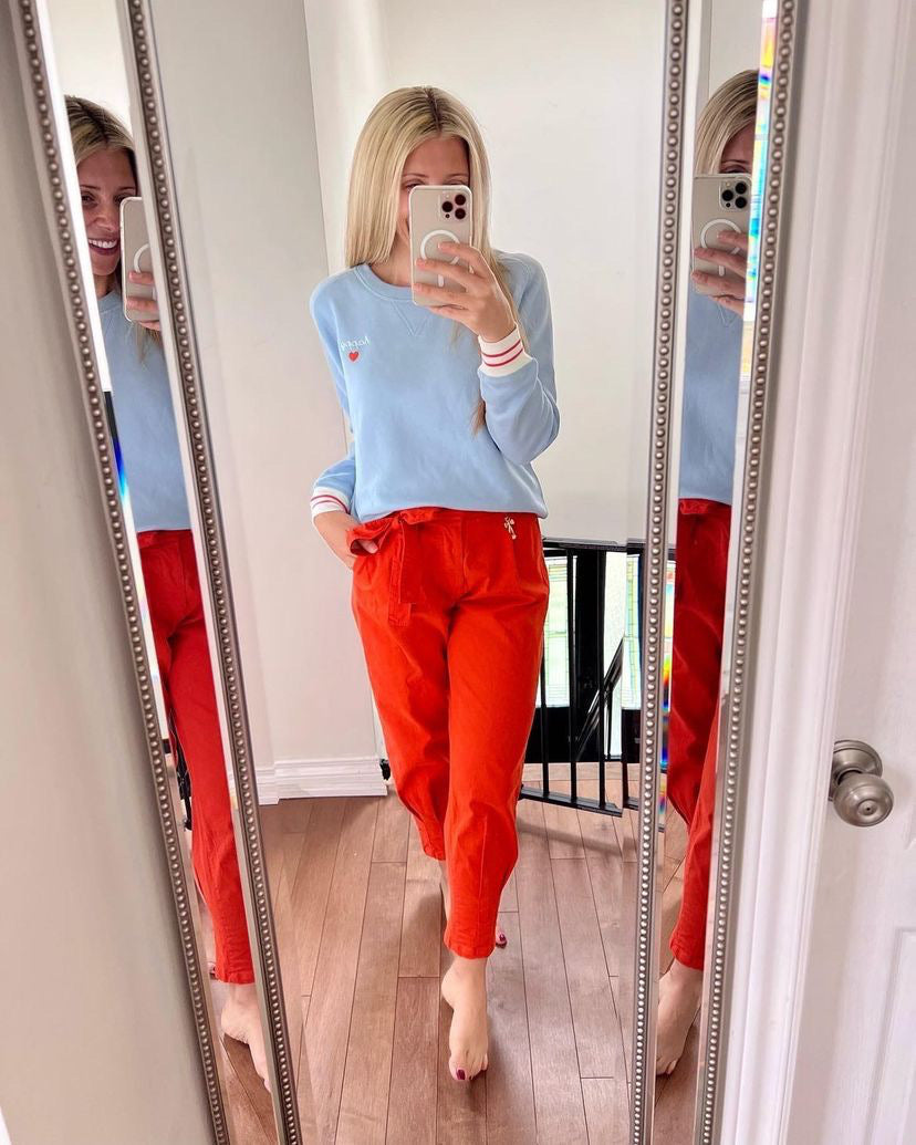MINI Belted Pant w Darted Ankle - Orange