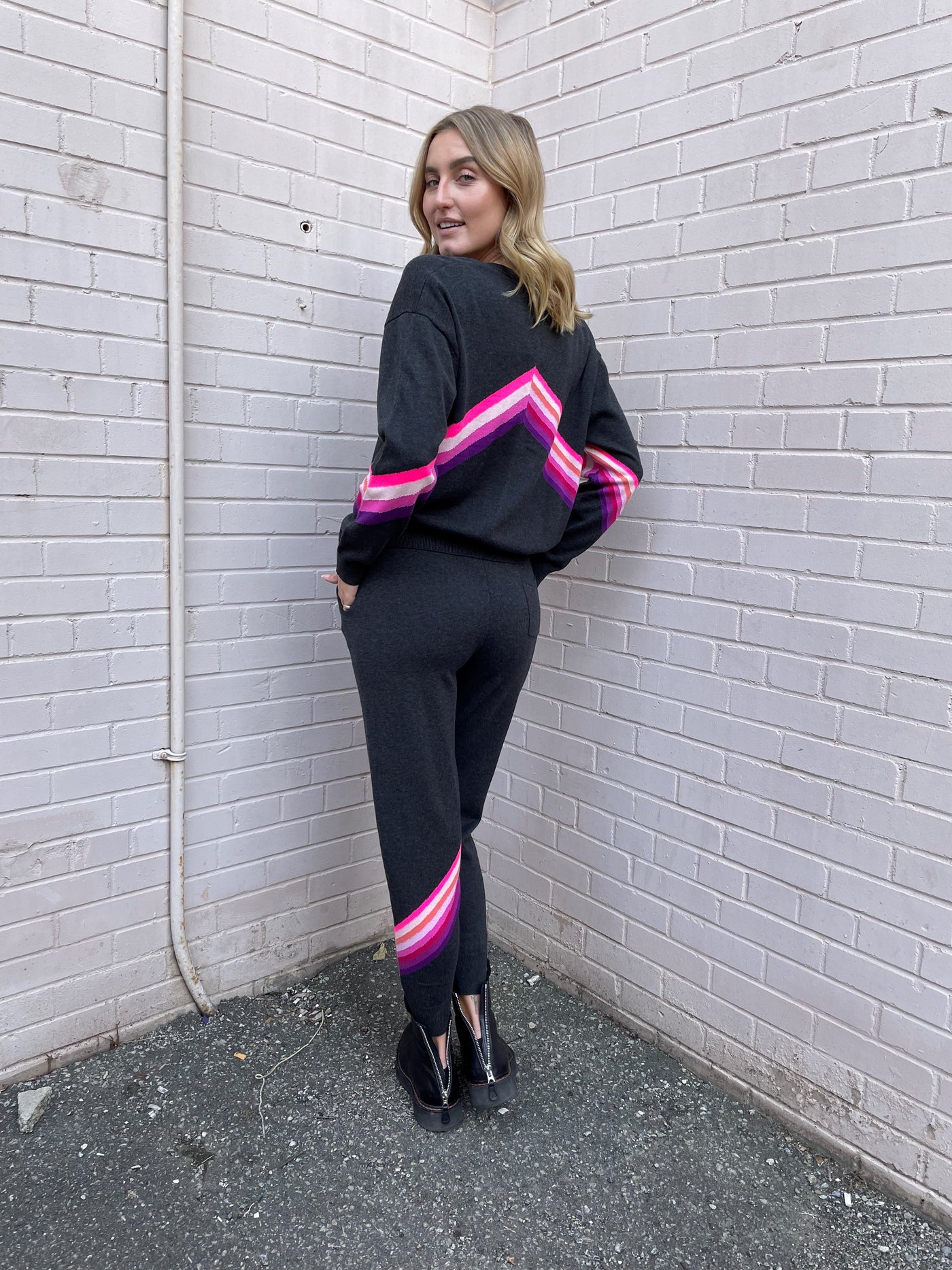 WISPR Funky Chevron Stripe Jogger - Violet