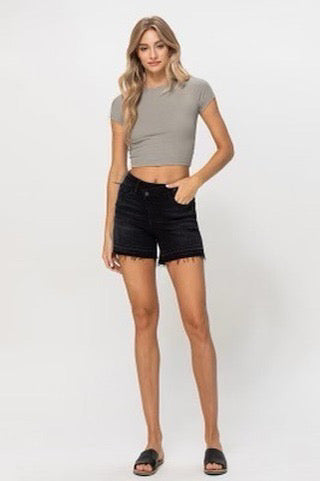 Vervet Black Distressed Denim Shorts