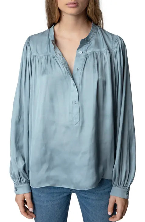 Zadig & Voltaire Tigy Satin Blouse - Silver/Blue