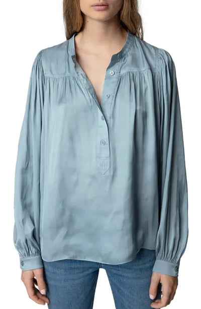 Zadig & Voltaire Tigy Satin Blouse - Silver/Blue