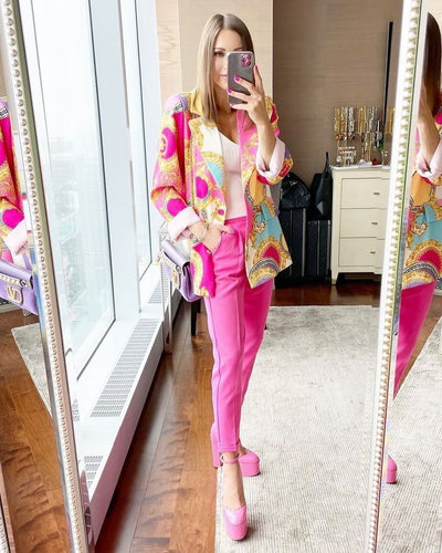 GALITA Cropped and Cuffed Slip on Pants - Pink