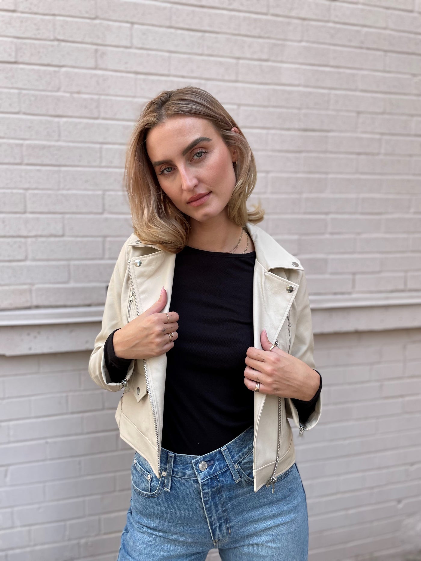 The Pink Door Moto Jacket Bone