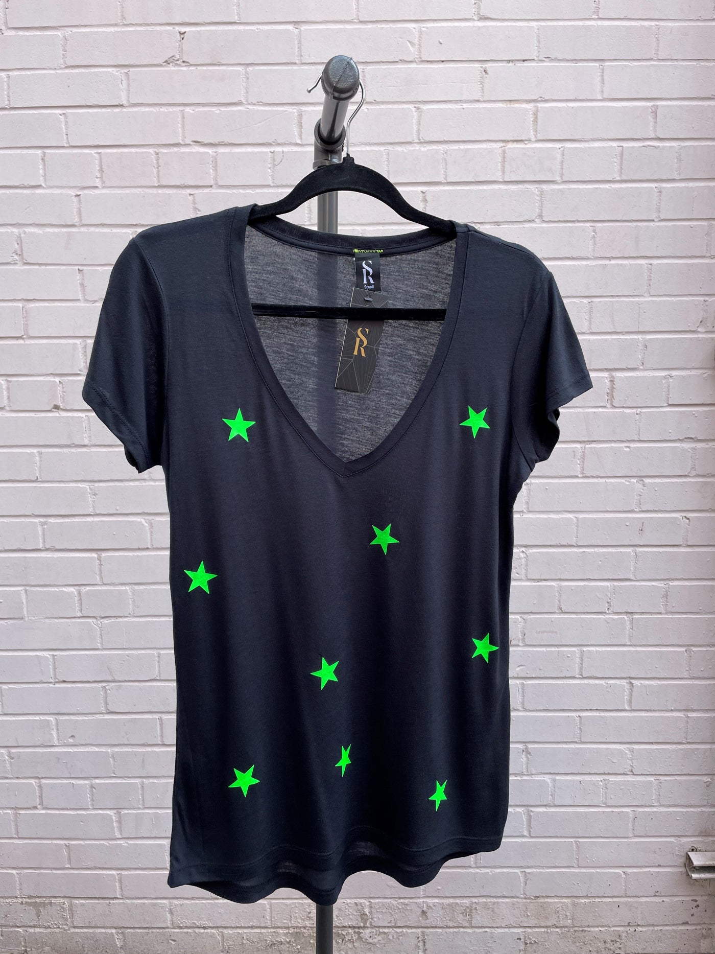 Style Reform Black Tee w/ Green Stars
