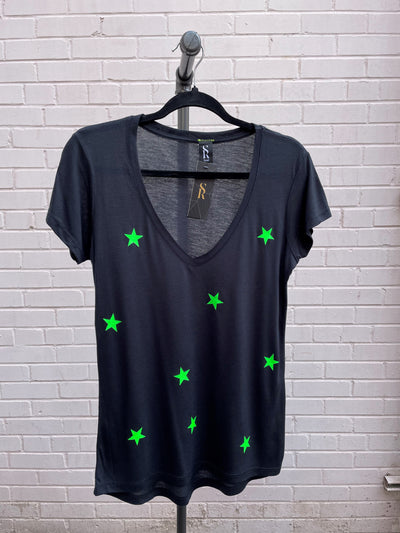 Style Reform Black Tee w/ Green Stars
