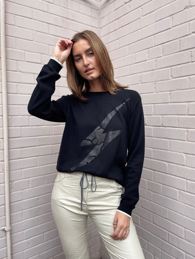 WISPR Foiled Strike Jumper Sweater - Coal/Neon Pink Stripes