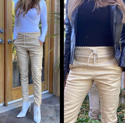 Bevy Flog Tie Front Snake Print Pants -Gold