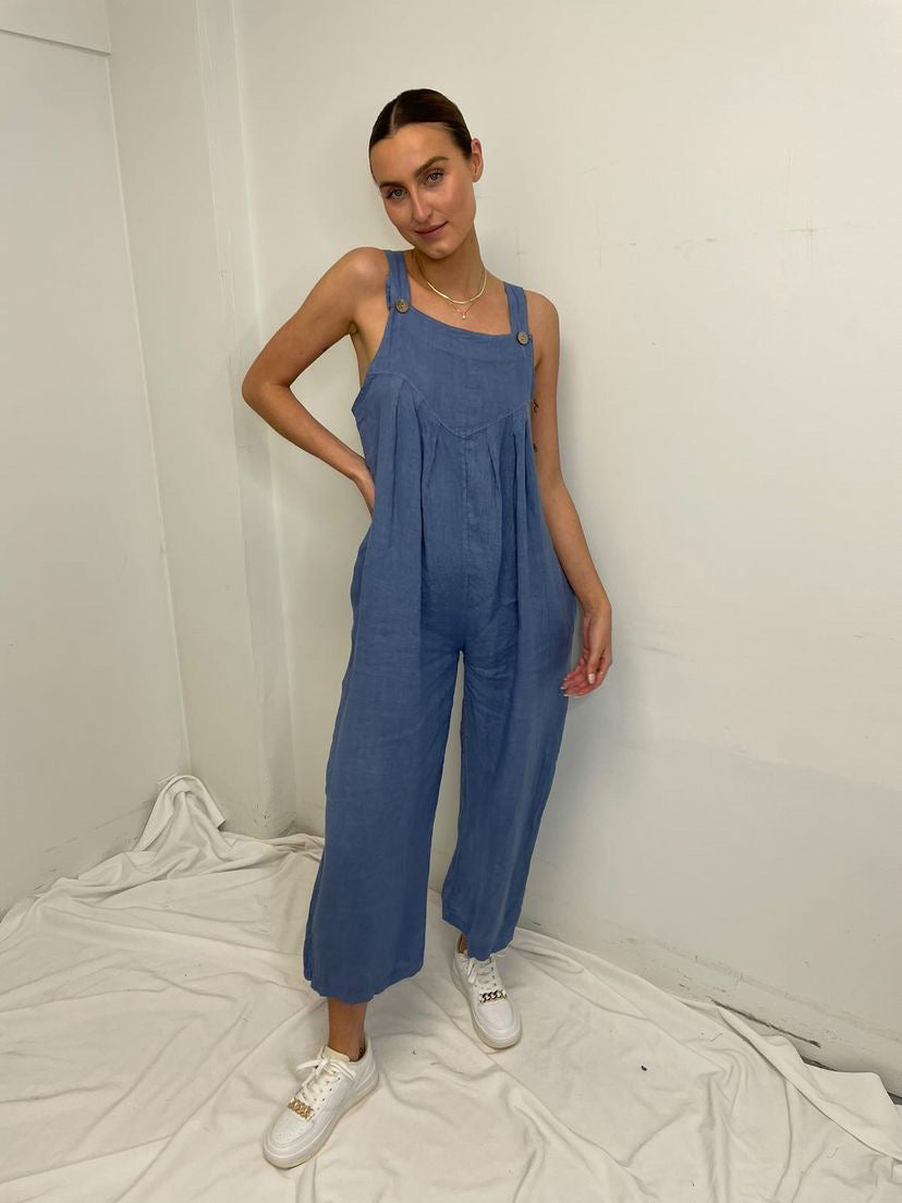 MINI Linen S/S Jumpsuit - Denim