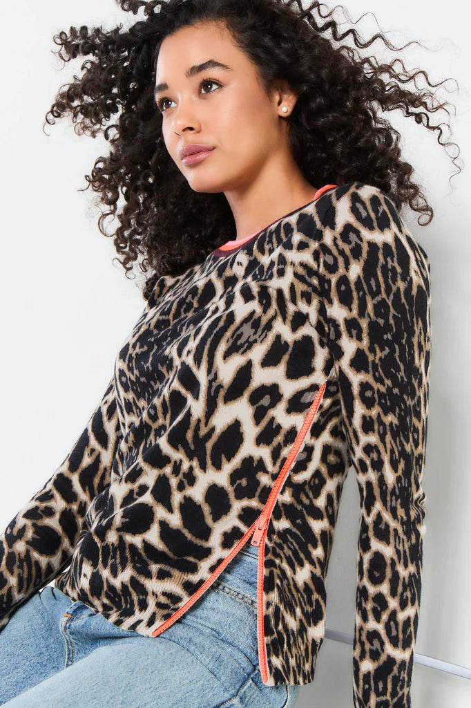 Lisa Todd “Animal Instincts” Leopard Print Sweater w/ Side Zipper