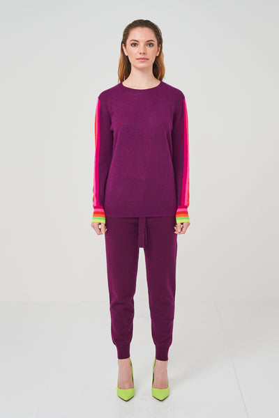 Brodie Rainbow Chevron Sweater - Aubergine
