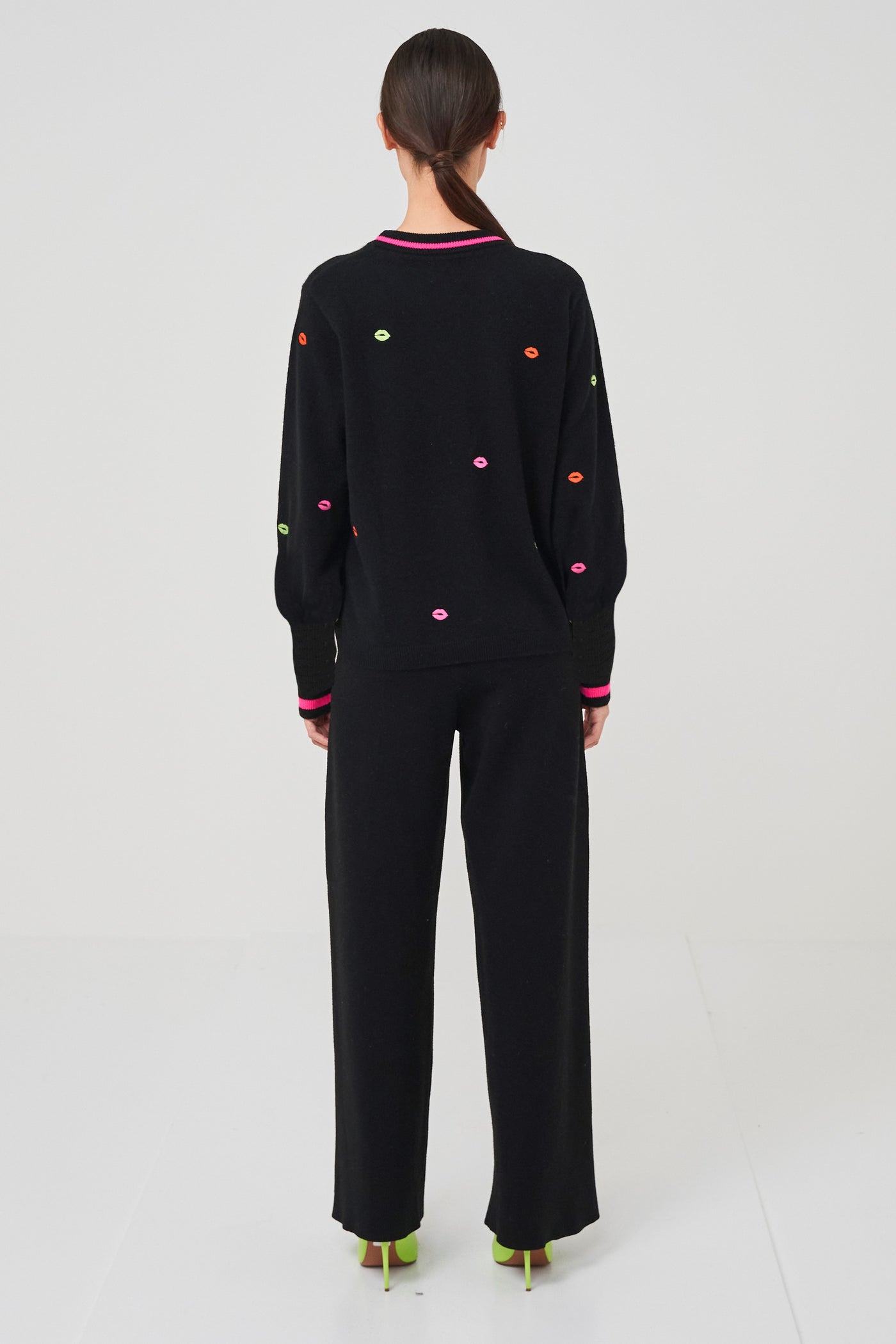 Brodie Kiss Me Quick Jumper Sweater - Black/Neon Yellow