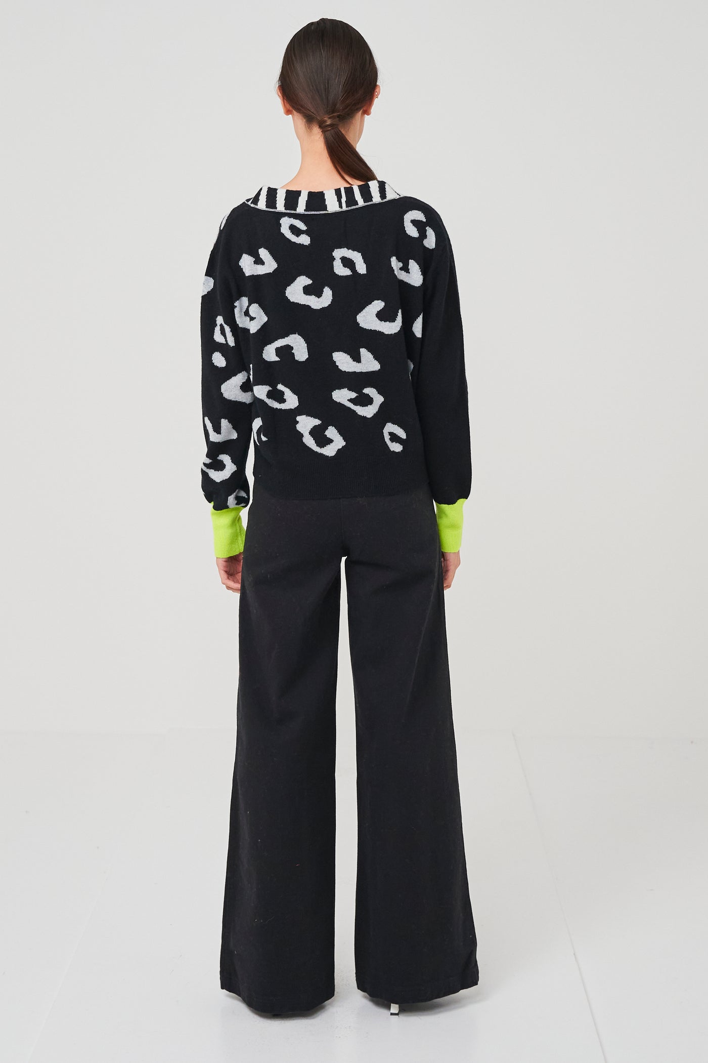 Brodie Wild Casi Cardigan - Black/Grey Leopard