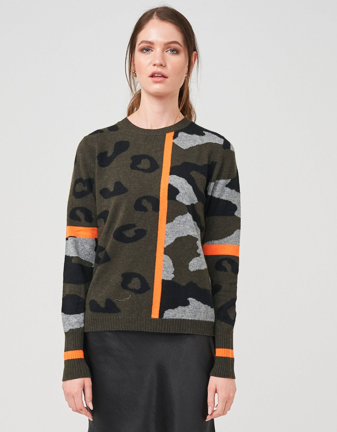 WISPR Avary Camo Sweater - Olive/Orange