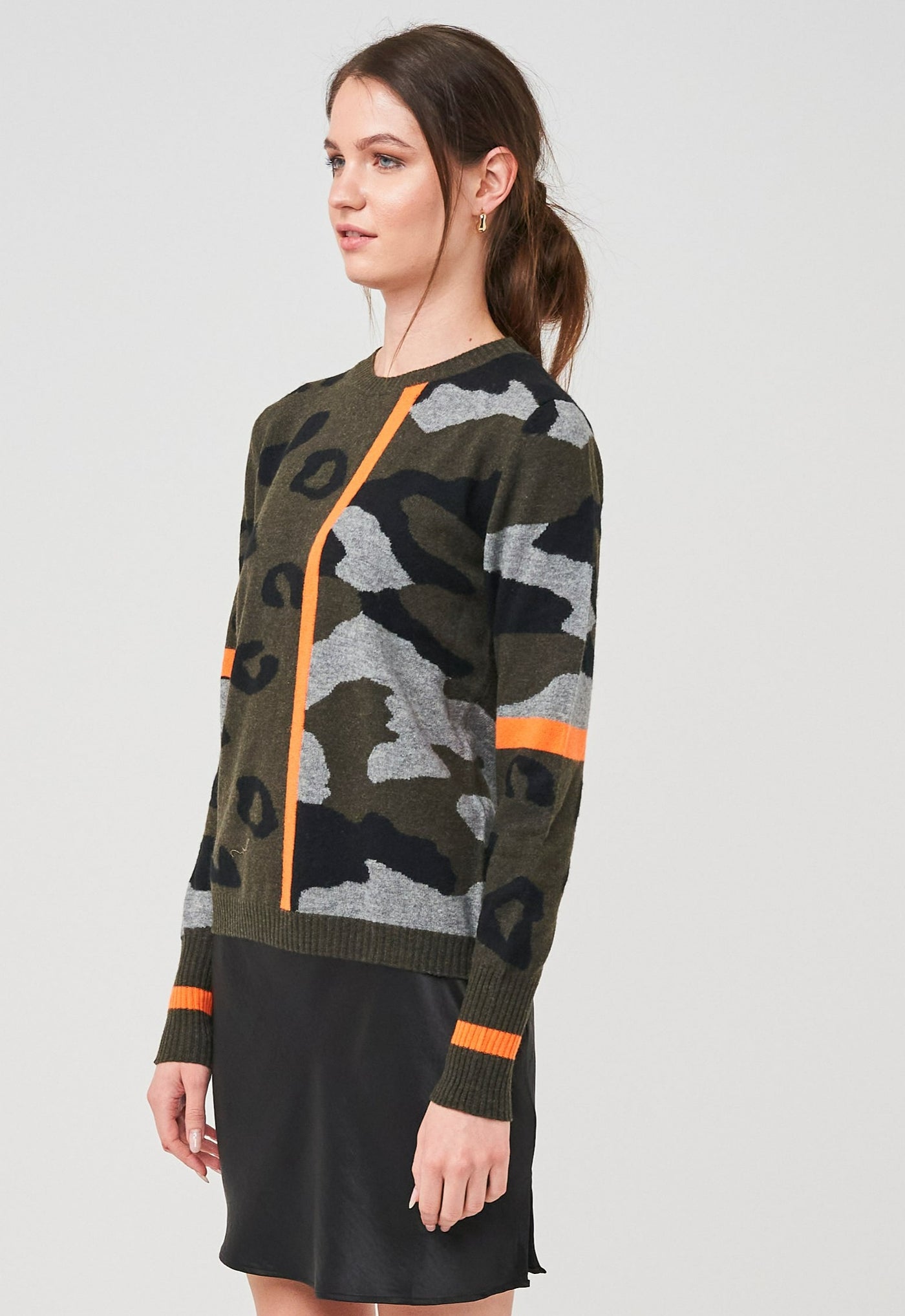 WISPR Avary Camo Sweater - Olive/Orange