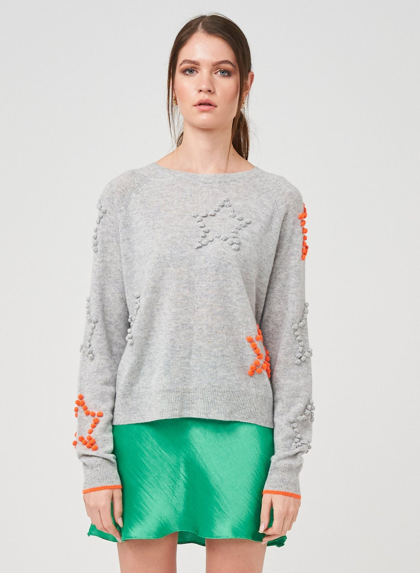 WISPR Bobble Star Pop Sweater - Grey/Orange