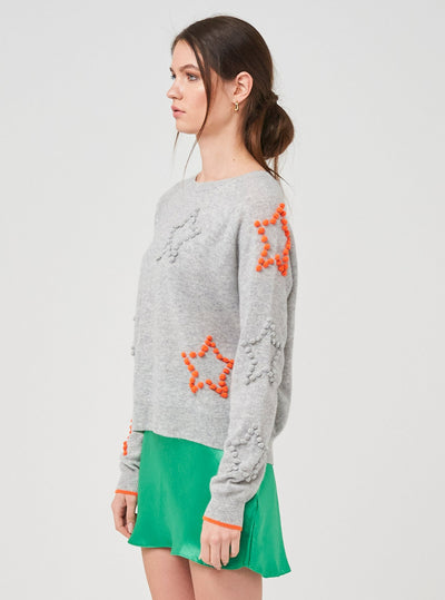 WISPR Bobble Star Pop Sweater - Grey/Orange