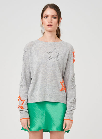 WISPR Bobble Star Pop Sweater - Grey/Orange