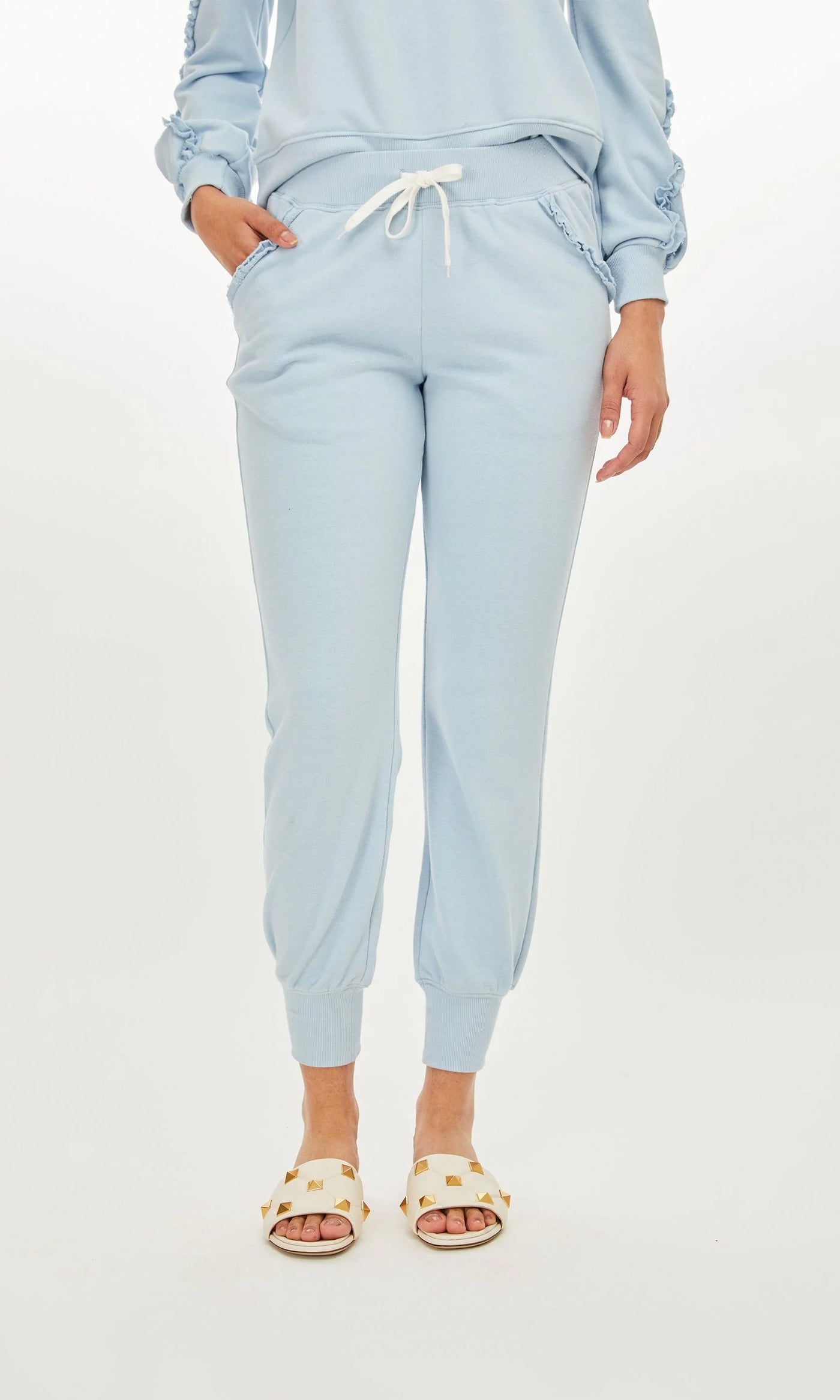 GENERATION LOVE Asta Ruffle Sweatpants - Light Blue