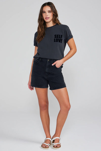 WILDFOX Self Love Ryan Ex BF Top - Washed Black