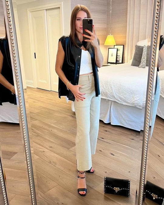 The Pink Door Faux Leather Shirt Vest