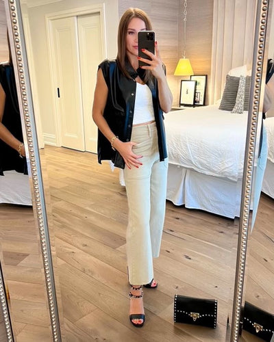 The Pink Door Faux Leather Shirt Vest