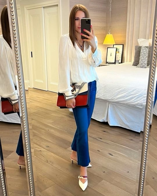 Zadig & Voltaire Telia Satin V Neck Blouse - Cream