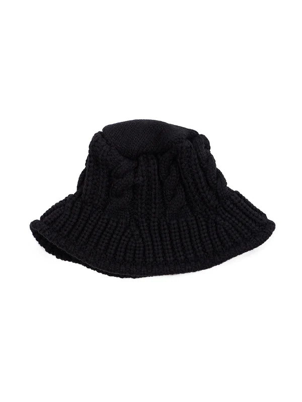The Pink Door Bucket Hat w/ Cable Detail - Black