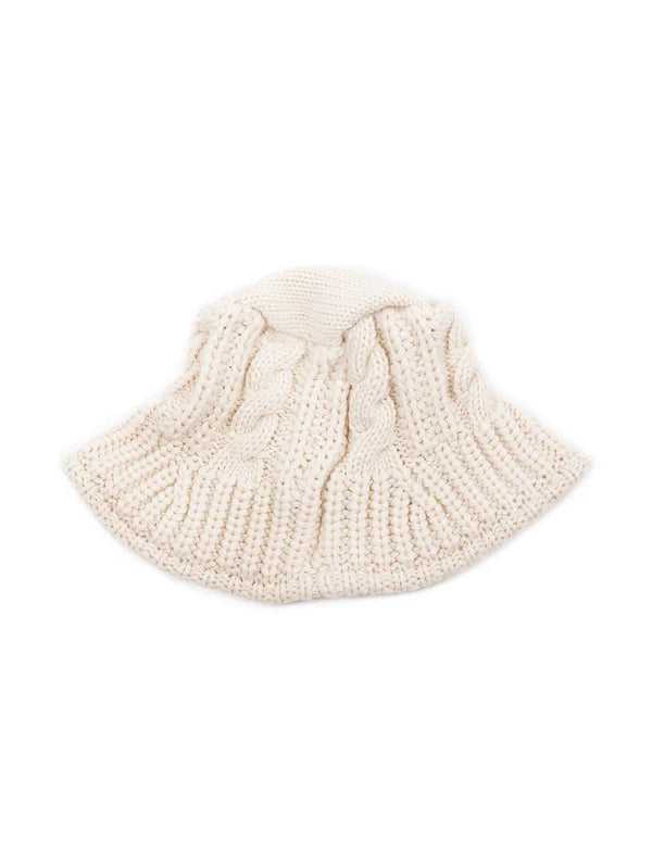 Lyla & Luxe Bucket Hat w/Cable Detail - Off White