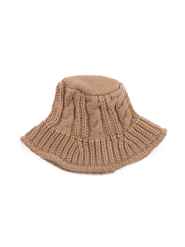 Lyla & Luxe Bucket Hat w/Cable Detail - Tan