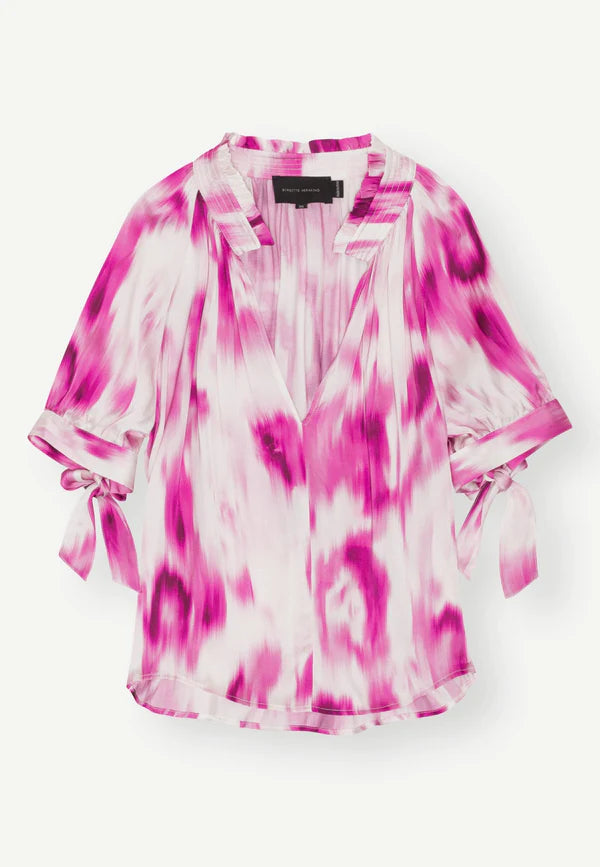 HERSKIND Gajol Tie Dye Print Silky Blouse - Fuchsia