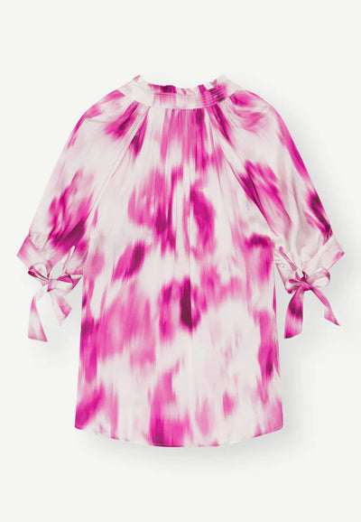 HERSKIND Gajol Tie Dye Print Silky Blouse - Fuchsia