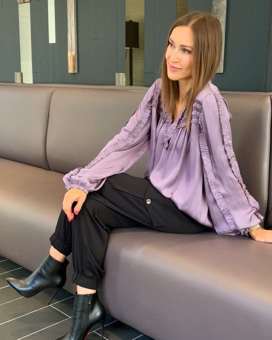 Current Air Dusty Purple Ruffle Blouse