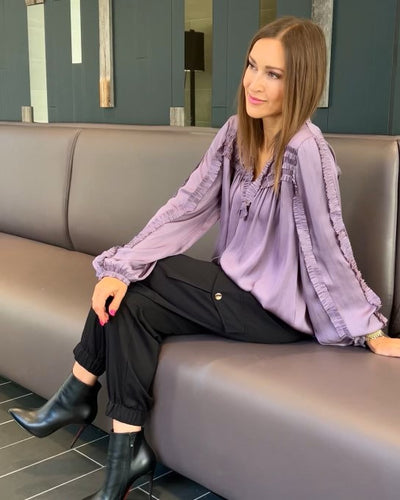 Current Air Dusty Purple Ruffle Blouse