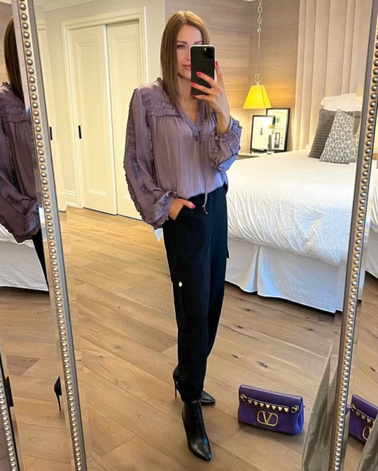 Current Air Dusty Purple Ruffle Blouse