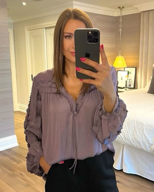 Current Air Dusty Purple Ruffle Blouse