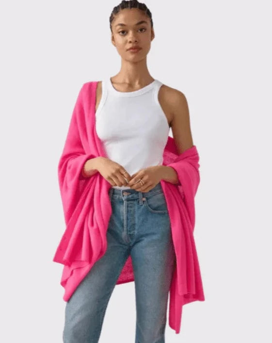 White + Warren 100% Cashmere Travel Wrap - Neon Berry