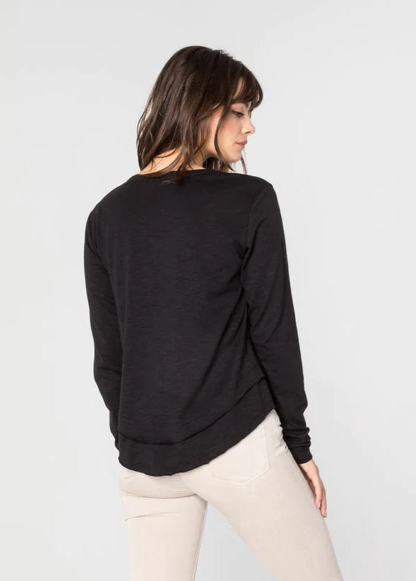 CHRLDR Ava Long Sleeve Mock Layer T-shirt - Black