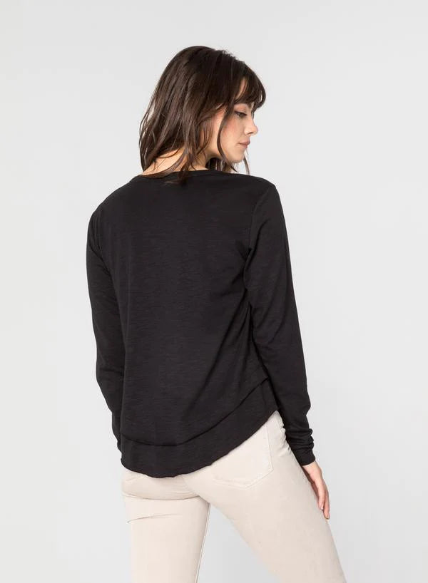 CHRLDR Ava Long Sleeve Mock Layer T-shirt - Black
