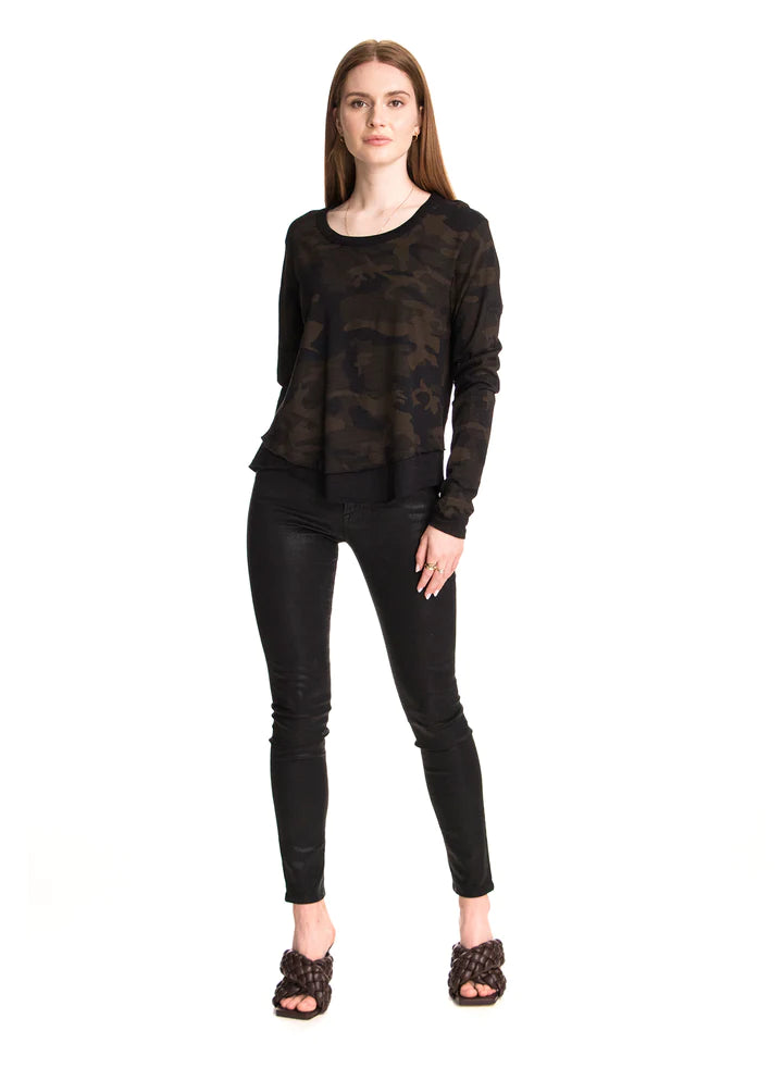 CHRLDR Ava Long Sleeve Mock Layer T-shirt - Black Camo